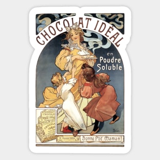Art Nouveau Poster for Chocolate Ideal Sticker